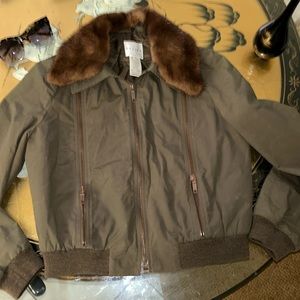 Celine Bomber Jacket Mink Collar Vintage Coat - image 1